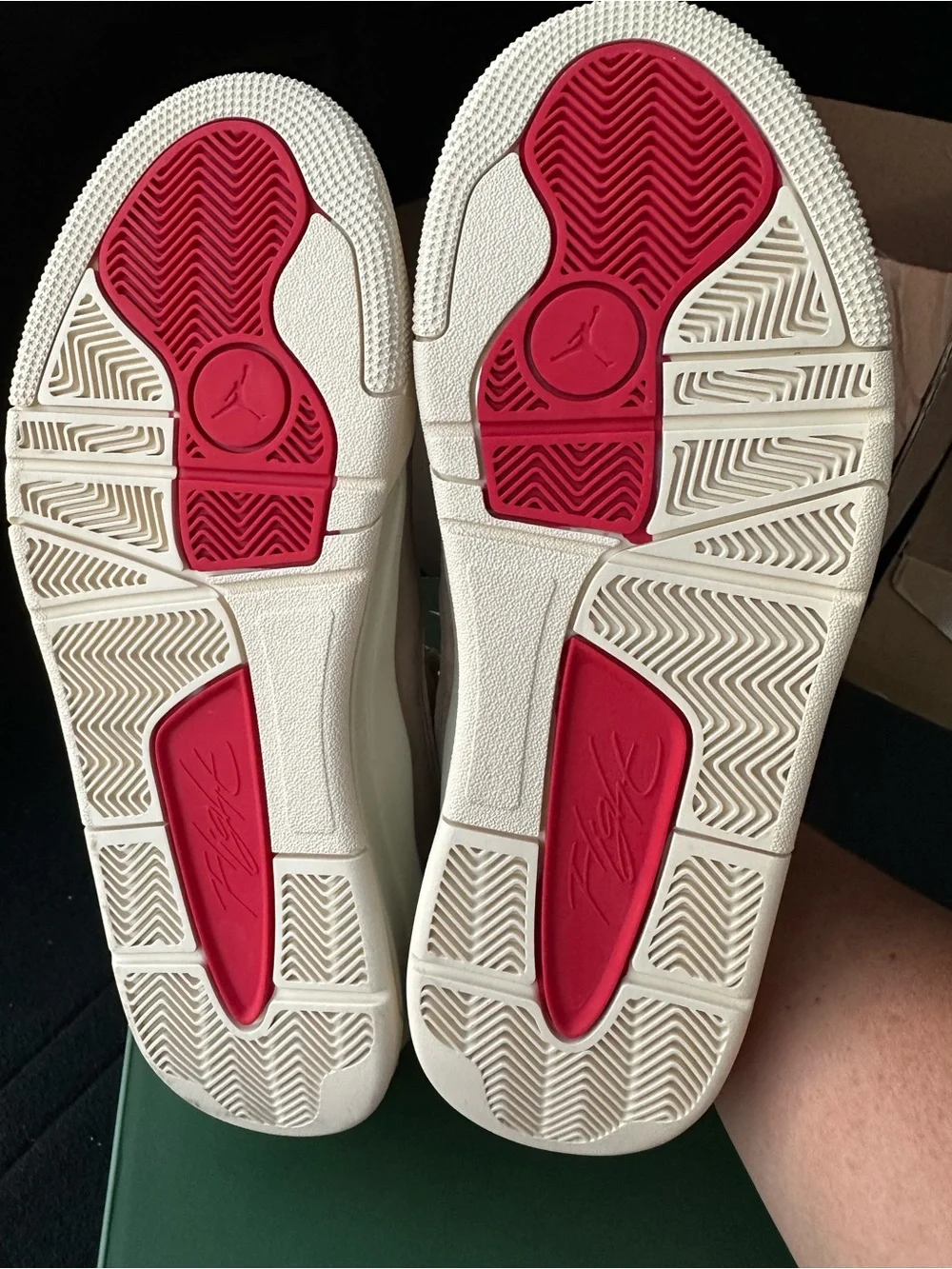 Jordan Low-Top Sneakers in Beige with White and Red Accents